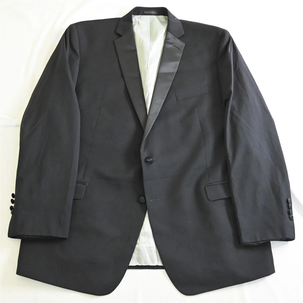 Calvin Klein 48L Black 100% Wool Mens Tux Tuxedo Dinner Jacket